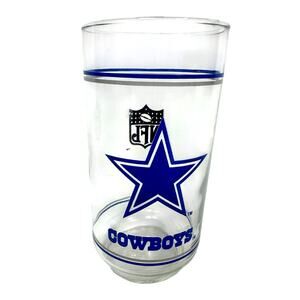 NFL Dallas Cowboys Vintage 1980's Mobil 12-Ounce Blue Star Glass Tumbler